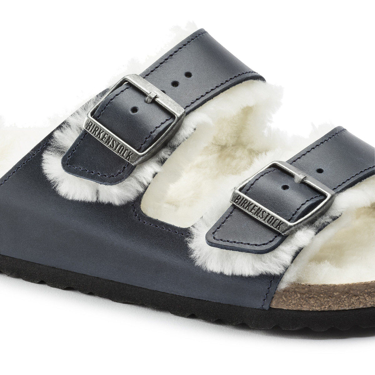 Arizona Shearling Oiled Leather in Color Navy | Birkenstock
