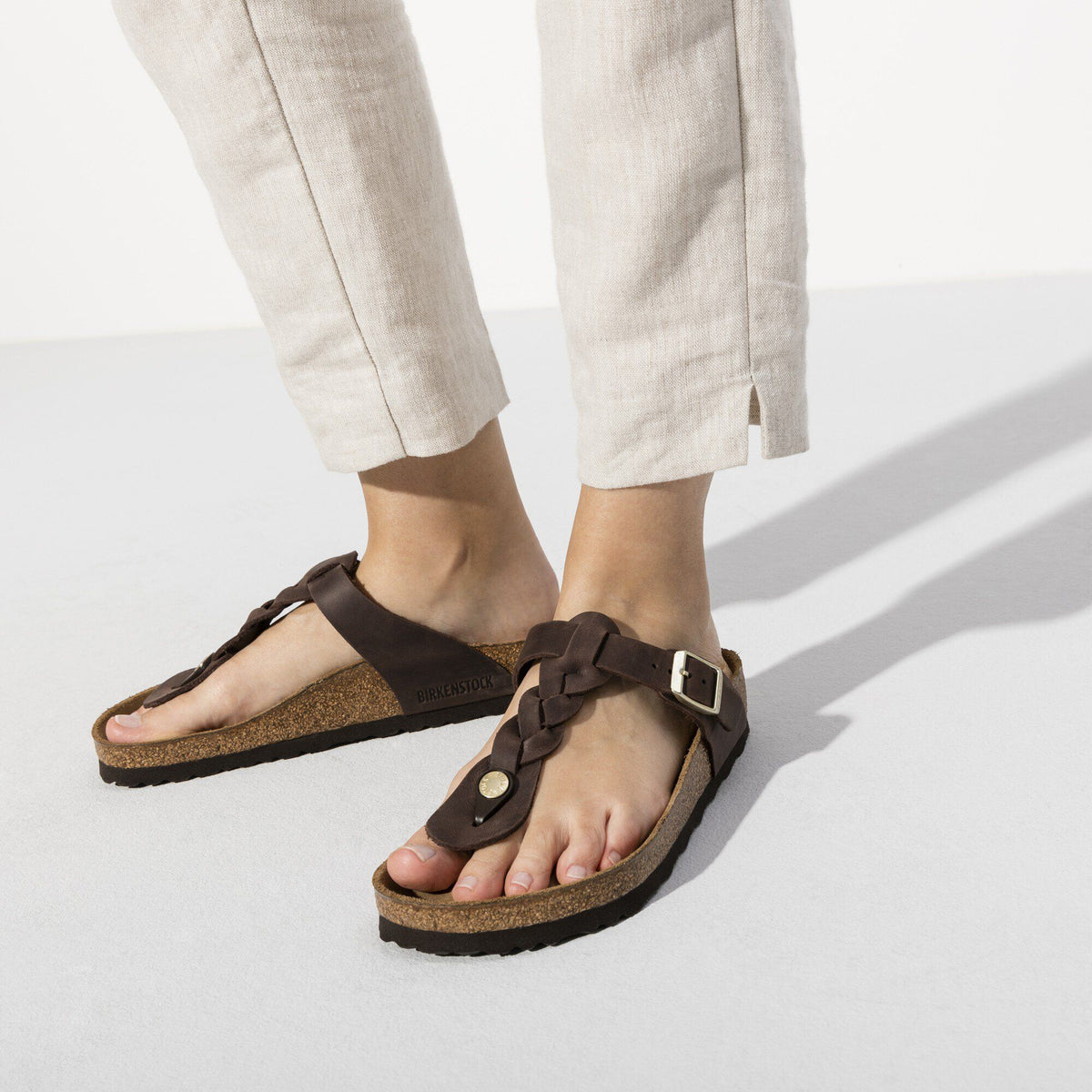 Gizeh Braided Oiled Leather in Color Habana | Birkenstock