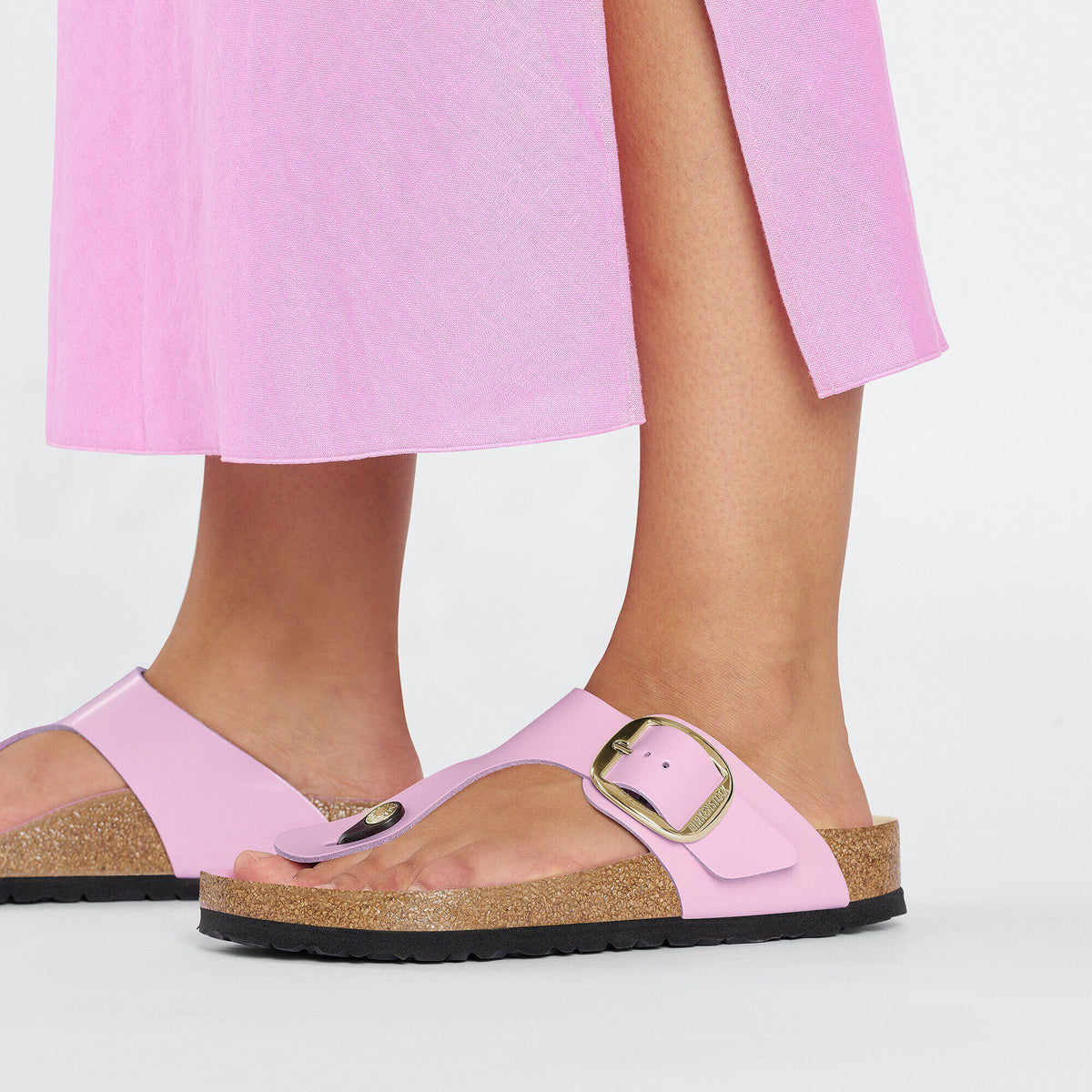 Gizeh Big Buckle Natural Leather Patent in Color High Shine Fondant Pink | Birkenstock