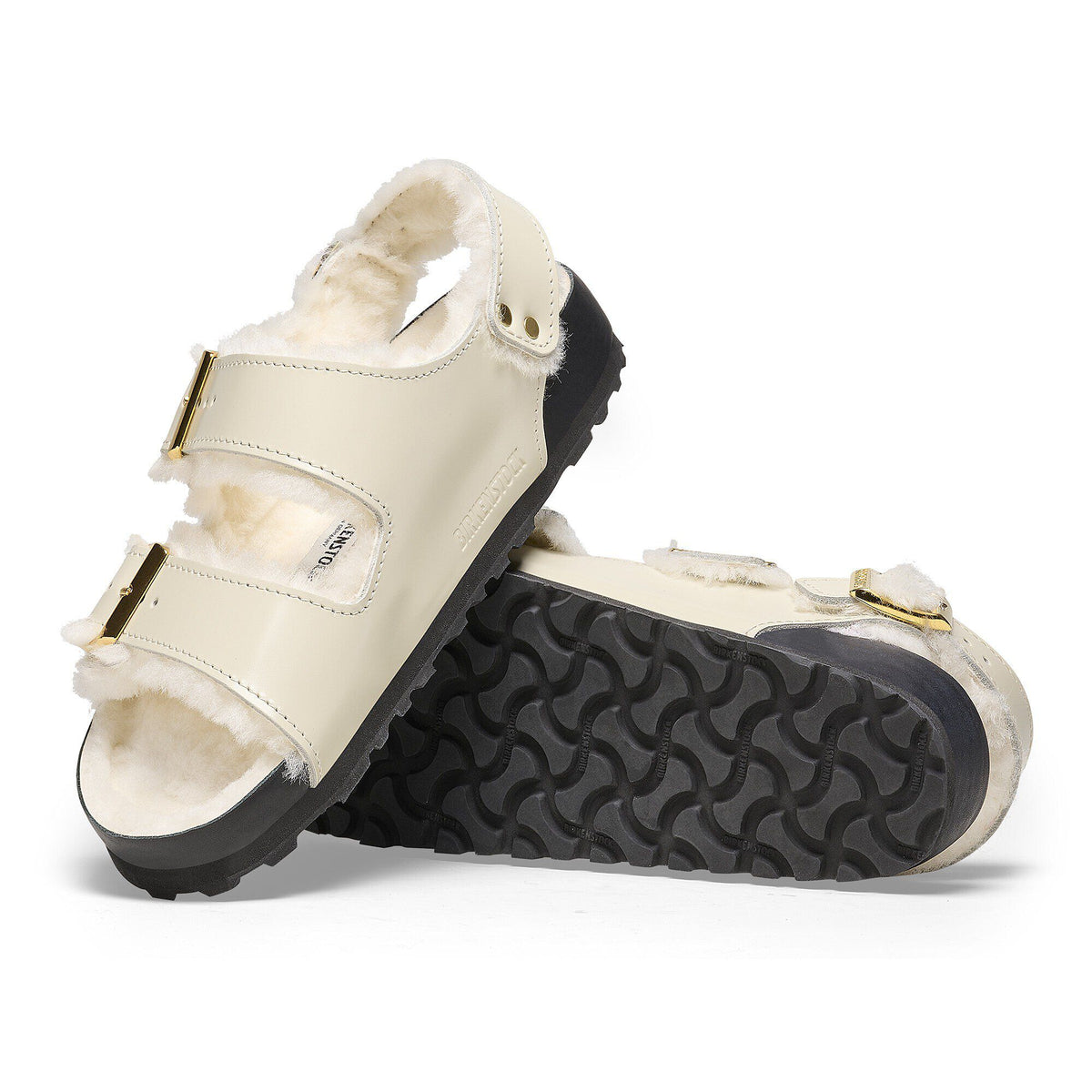 Milano Shearling Natural Leather- Shearling in Color High Shine Ecru | Birkenstock