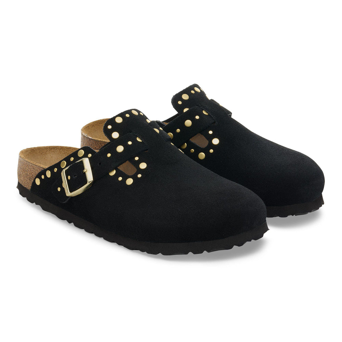 Boston Rivets Suede Leather in Color Black | Birkenstock