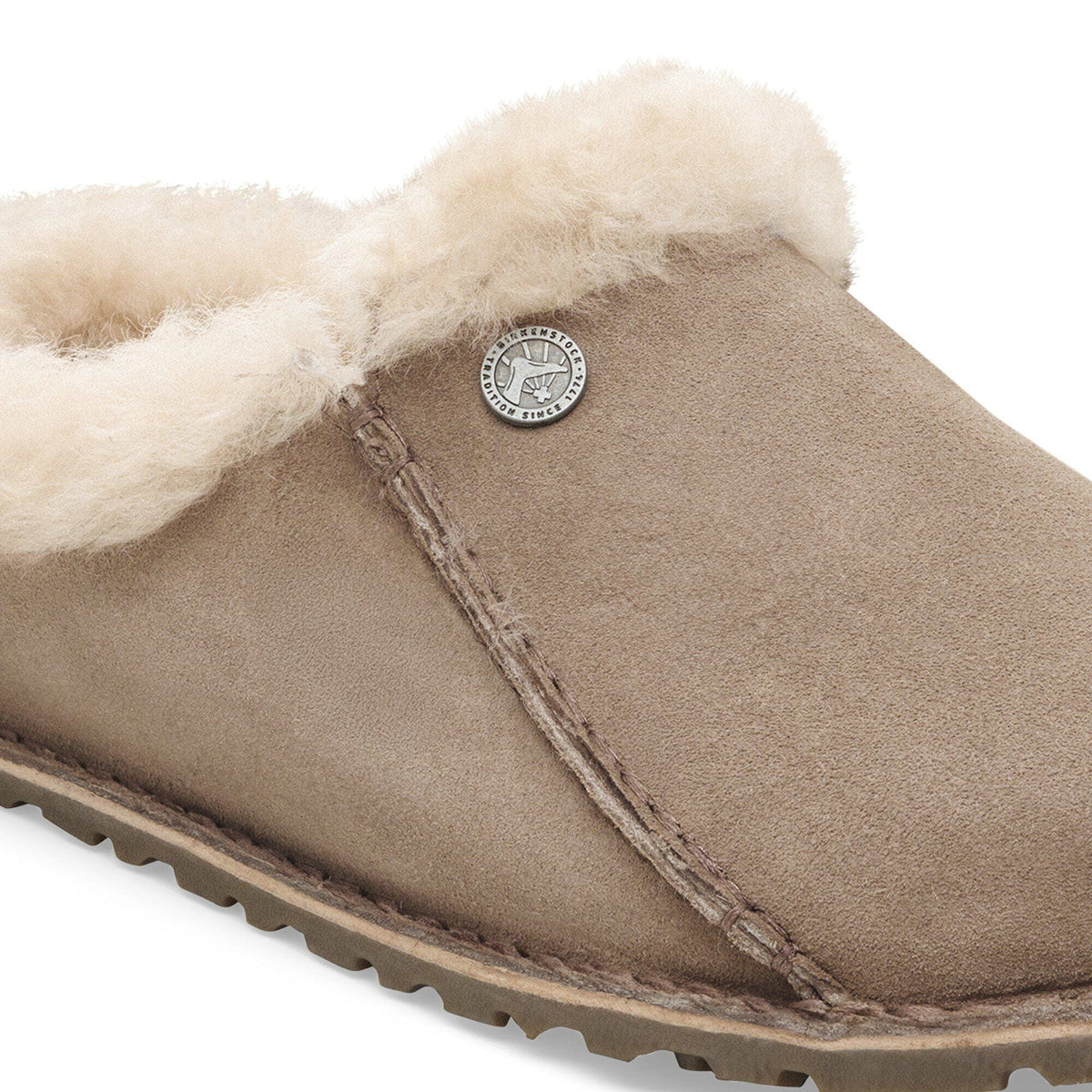 Zermatt Premium Shearling Suede Leather in Color Taupe | Birkenstock