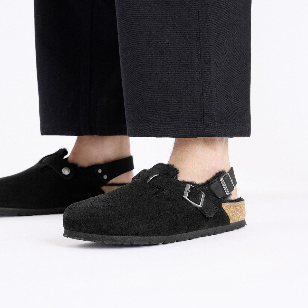 Tokio Shearling Suede Leather in Color Black | Birkenstock