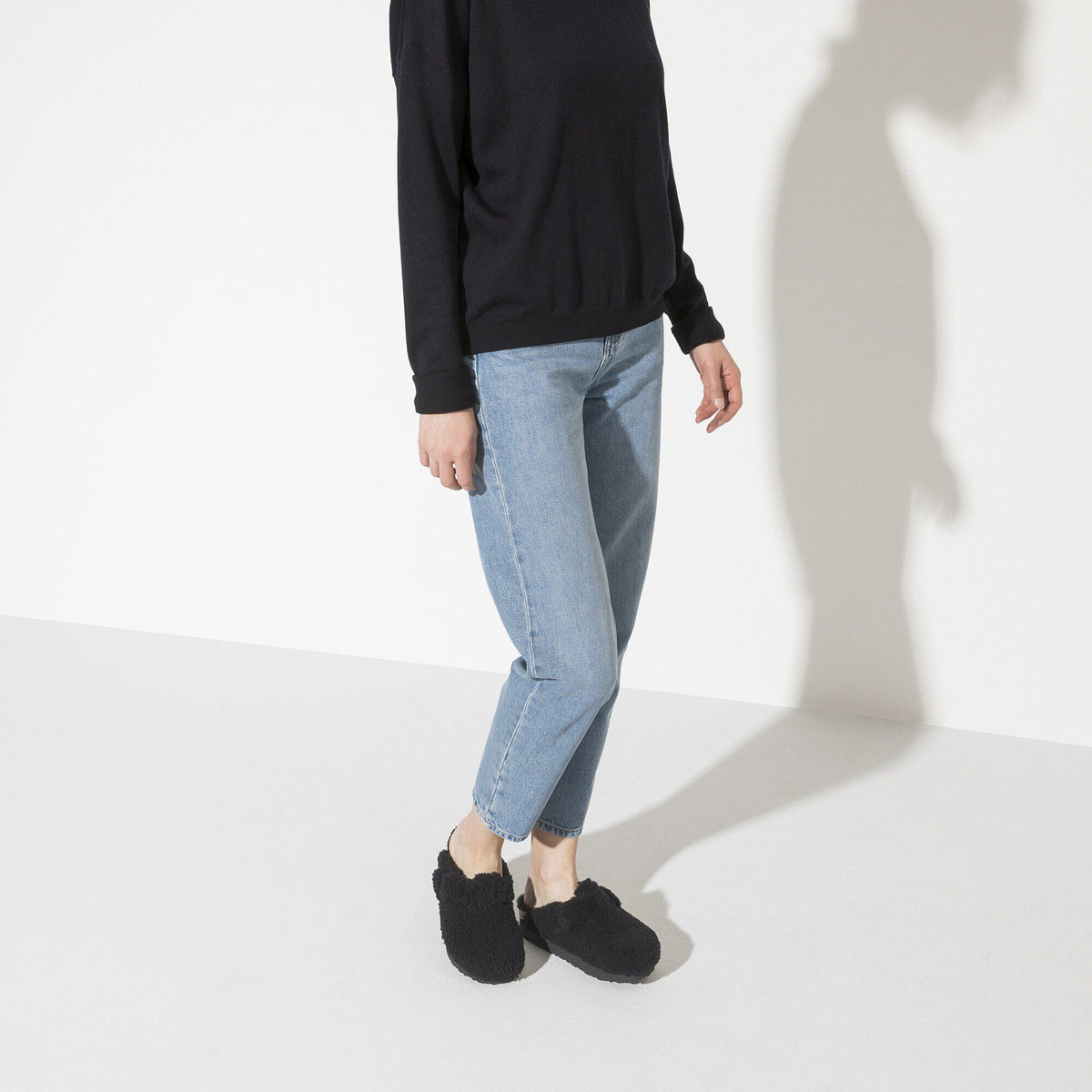 Boston Big Buckle Flex Platform Shearling in Color Teddy Black | Birkenstock