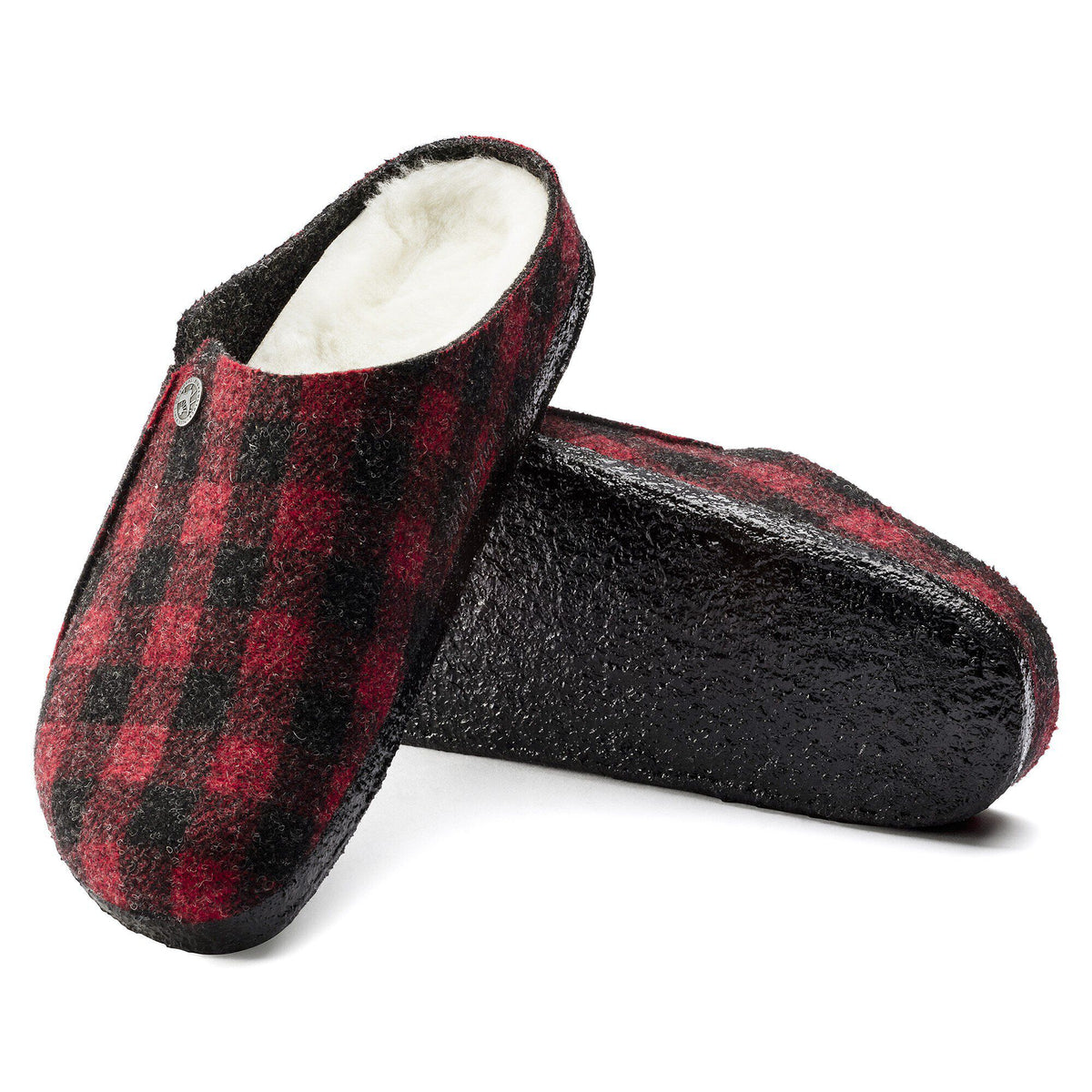 Zermatt Shearling Felt in Color Plaid Red | Birkenstock
