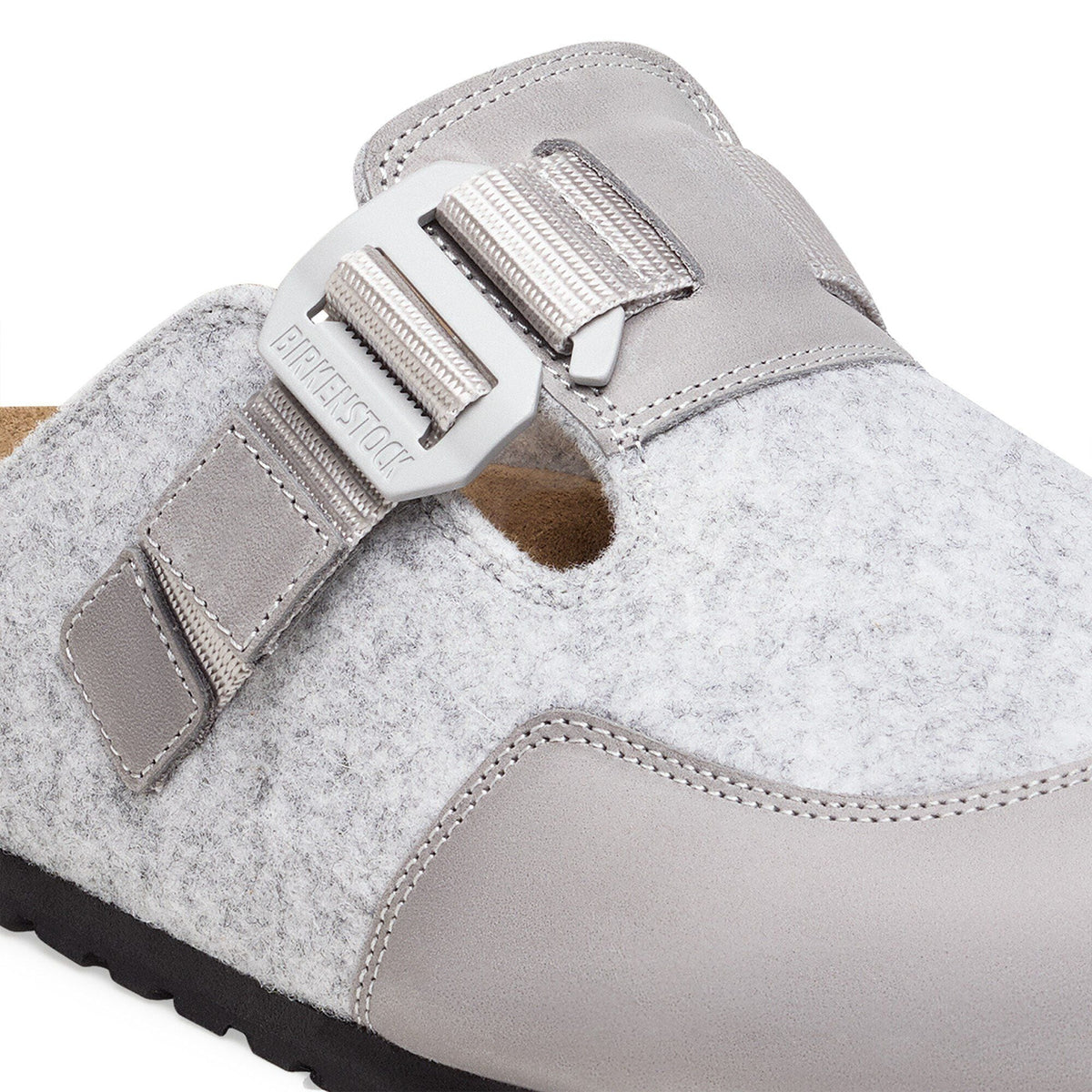 Boston Nova Leather/Textile/Felt in Color Stone Coin | Birkenstock