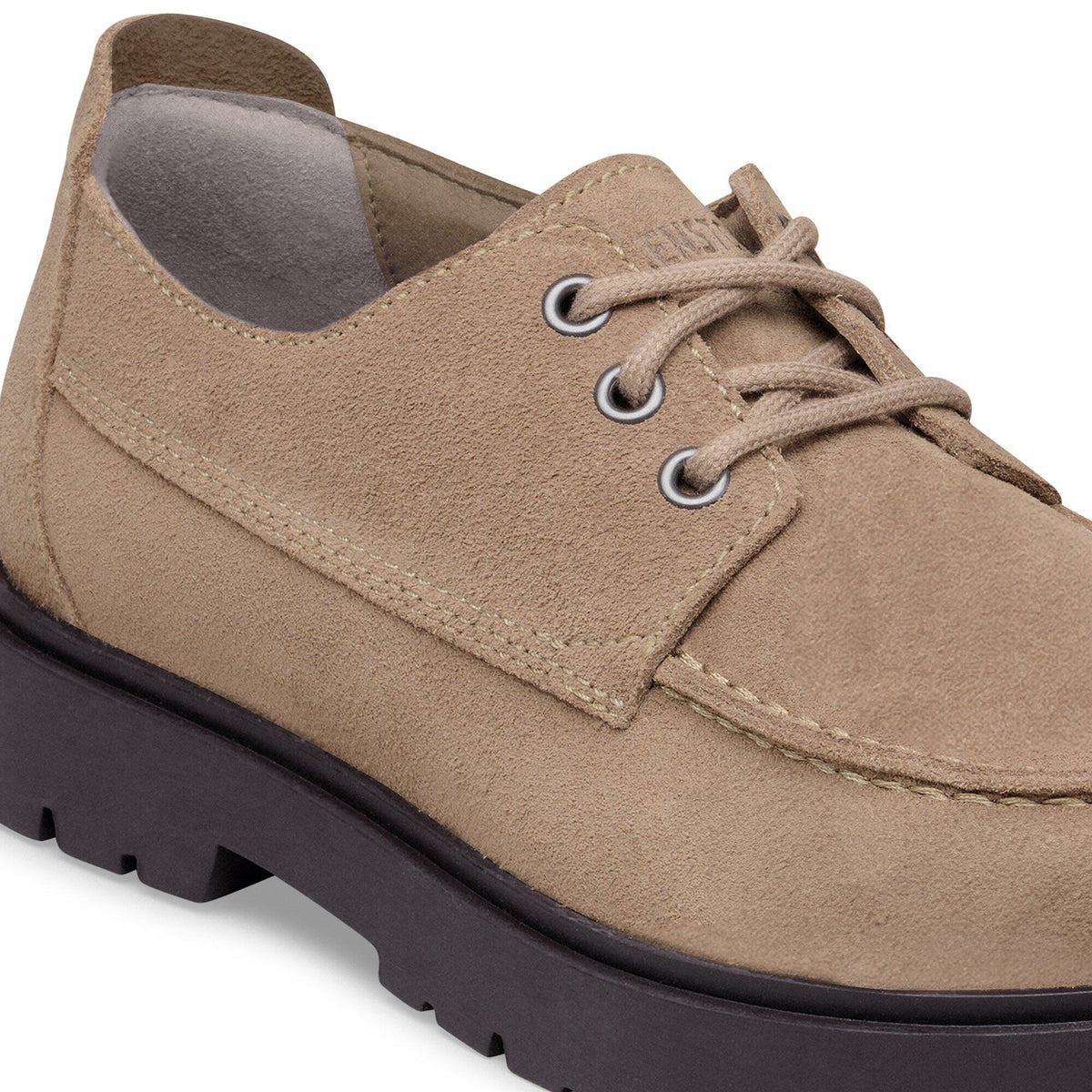 Highwood Moc Lace Suede Leather in Color Gray Taupe | Birkenstock