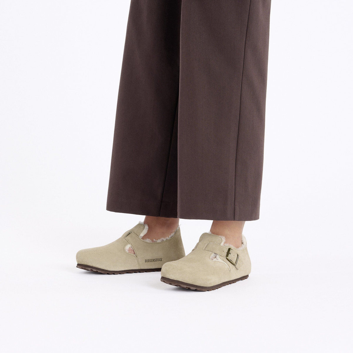 London Shearling Suede Leather in Color Taupe | Birkenstock