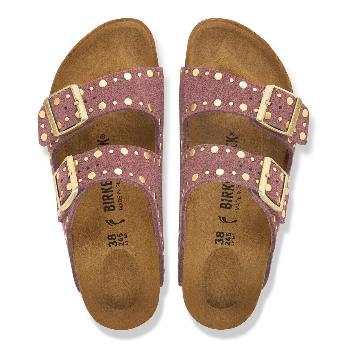 Arizona Rivets Suede Leather in Color Pepper | Birkenstock