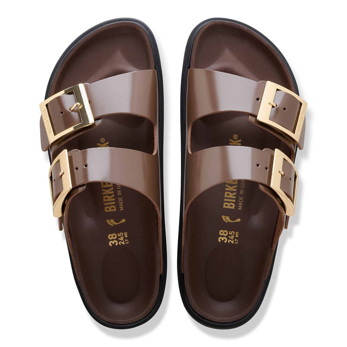 Arizona Droplet Buckle Natural Leather Patent in Color High-Shine Carafe | Birkenstock