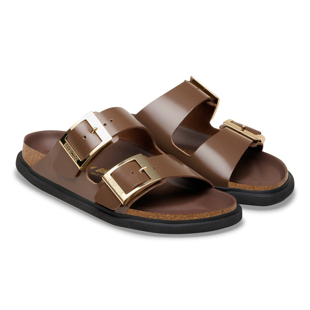 Arizona Droplet Buckle Natural Leather Patent in Color High-Shine Carafe | Birkenstock