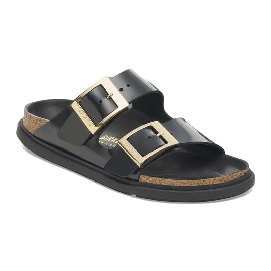 Arizona Droplet Buckle Natural Leather Patent in Color High Shine Black | Birkenstock