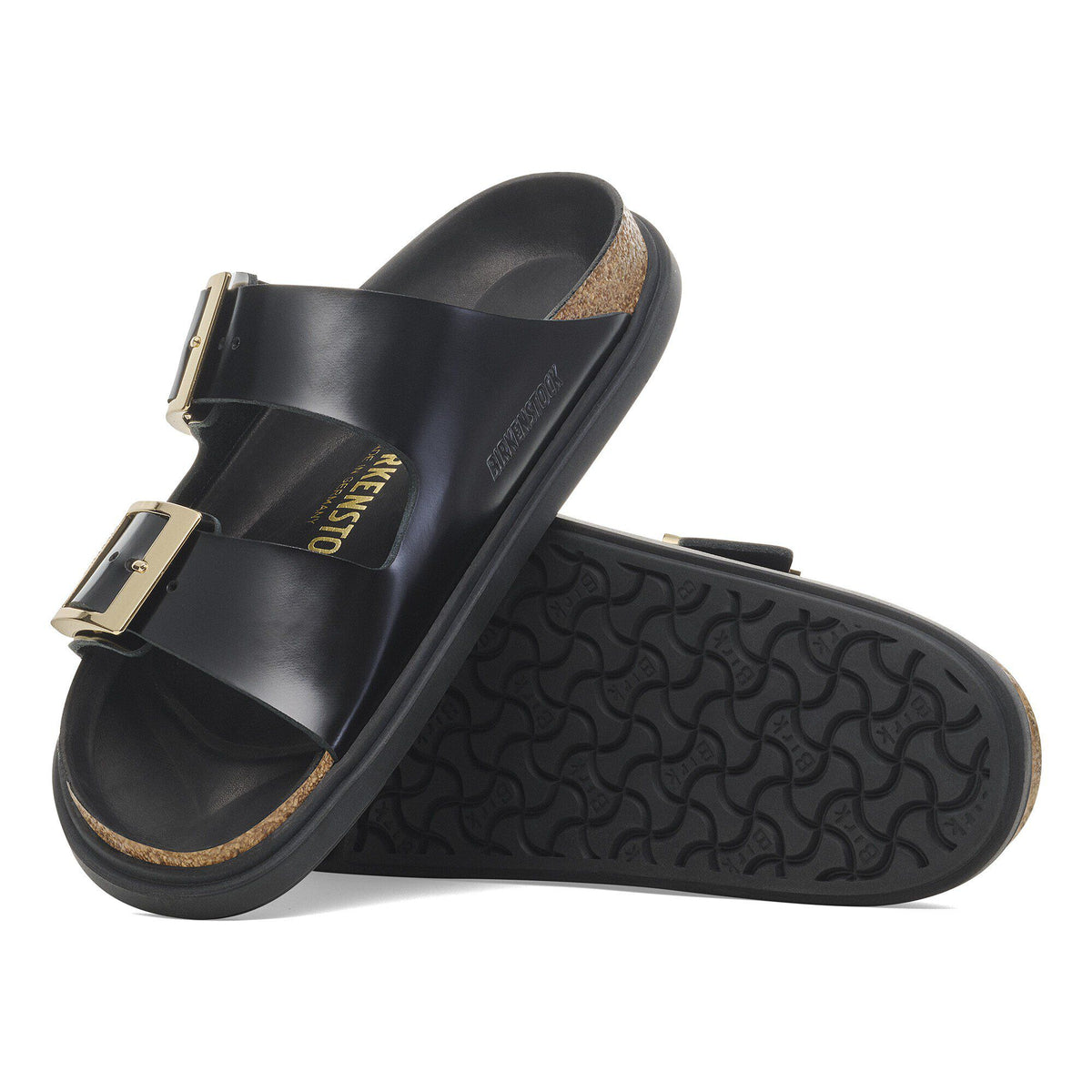 Arizona Droplet Buckle Natural Leather Patent in Color High Shine Black | Birkenstock