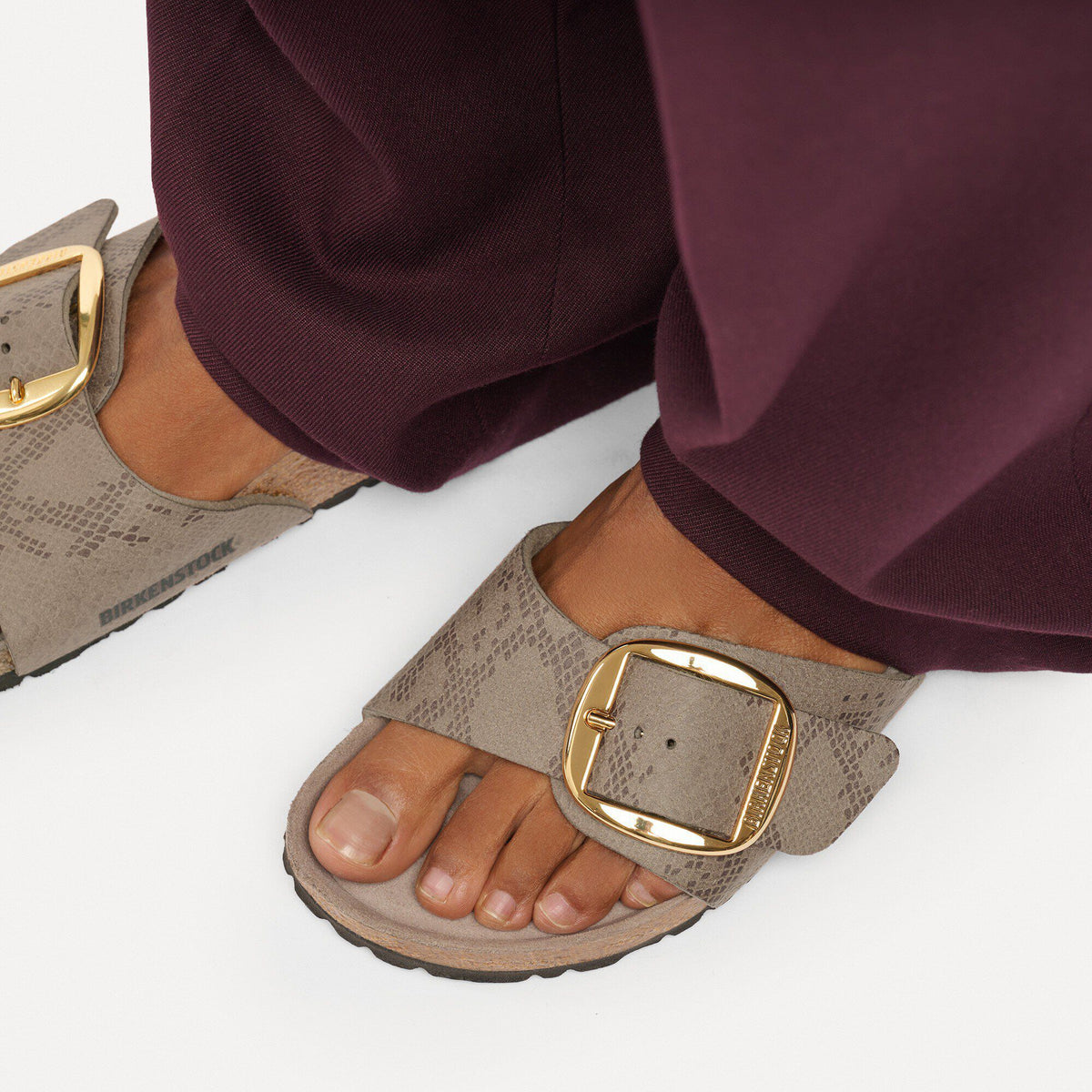 Madrid Big Buckle Synthetics in Color Python Gray Taupe | Birkenstock