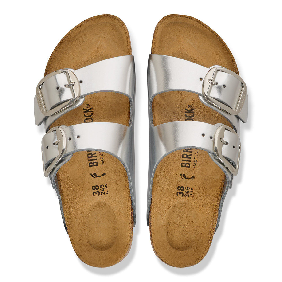 Arizona Big Buckle Leather in Color Metallic Silver | Birkenstock