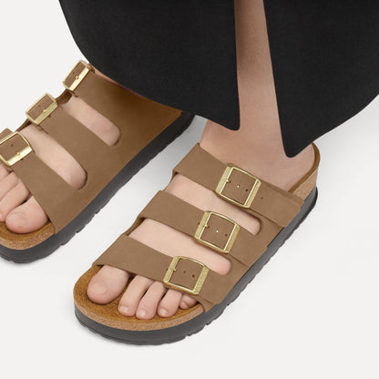 Florida Flex Platform Nubuck Leather in Color Dark Tea | Birkenstock
