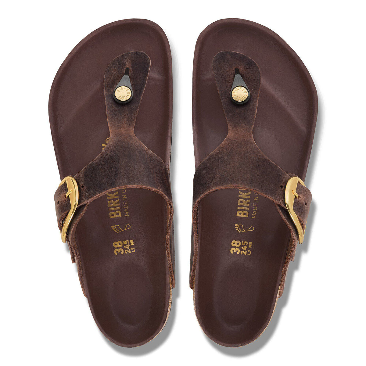 Gizeh Big Buckle Oiled Leather in Color Habana | Birkenstock