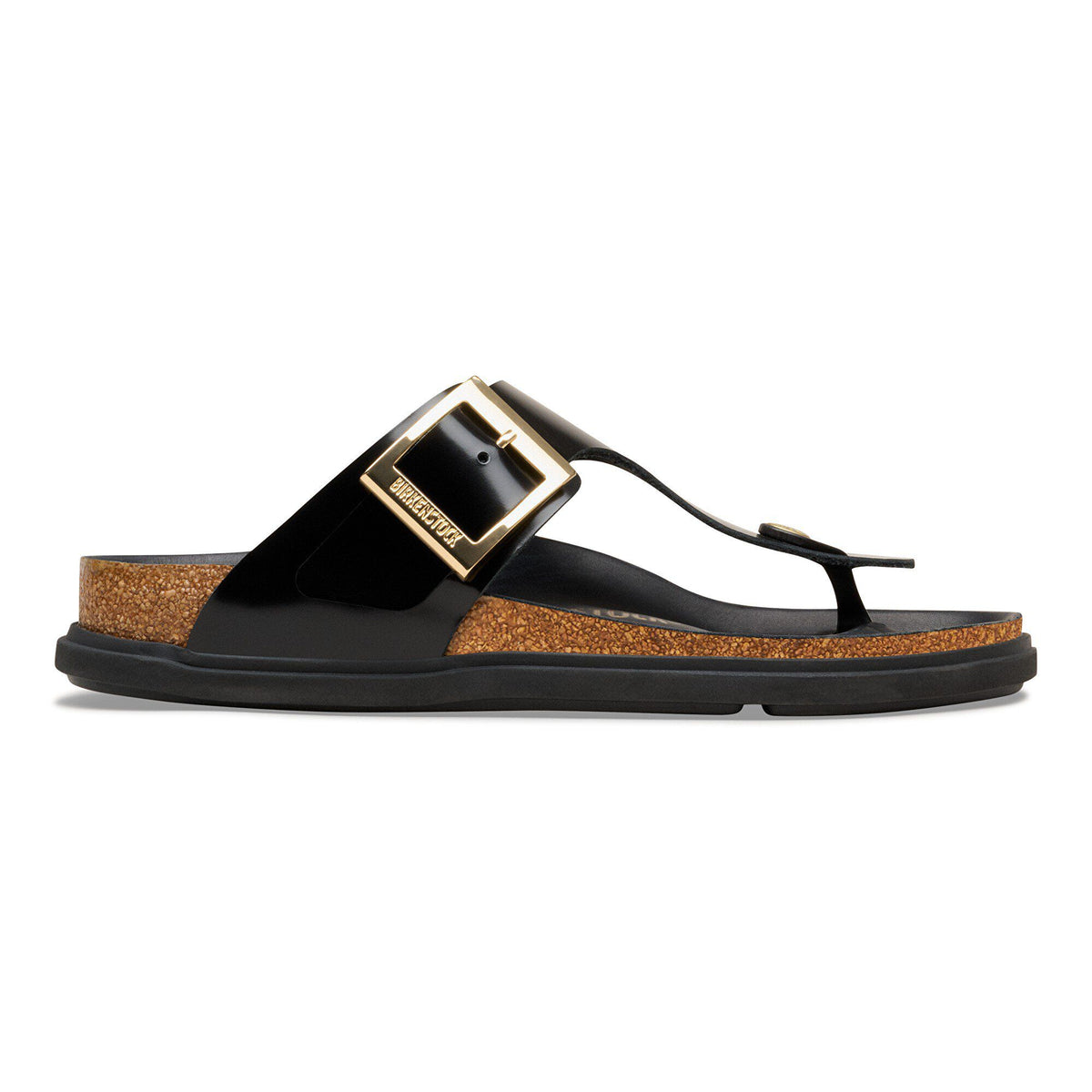 Gizeh Droplet Buckle Natural Leather Patent in Color High Shine Black | Birkenstock