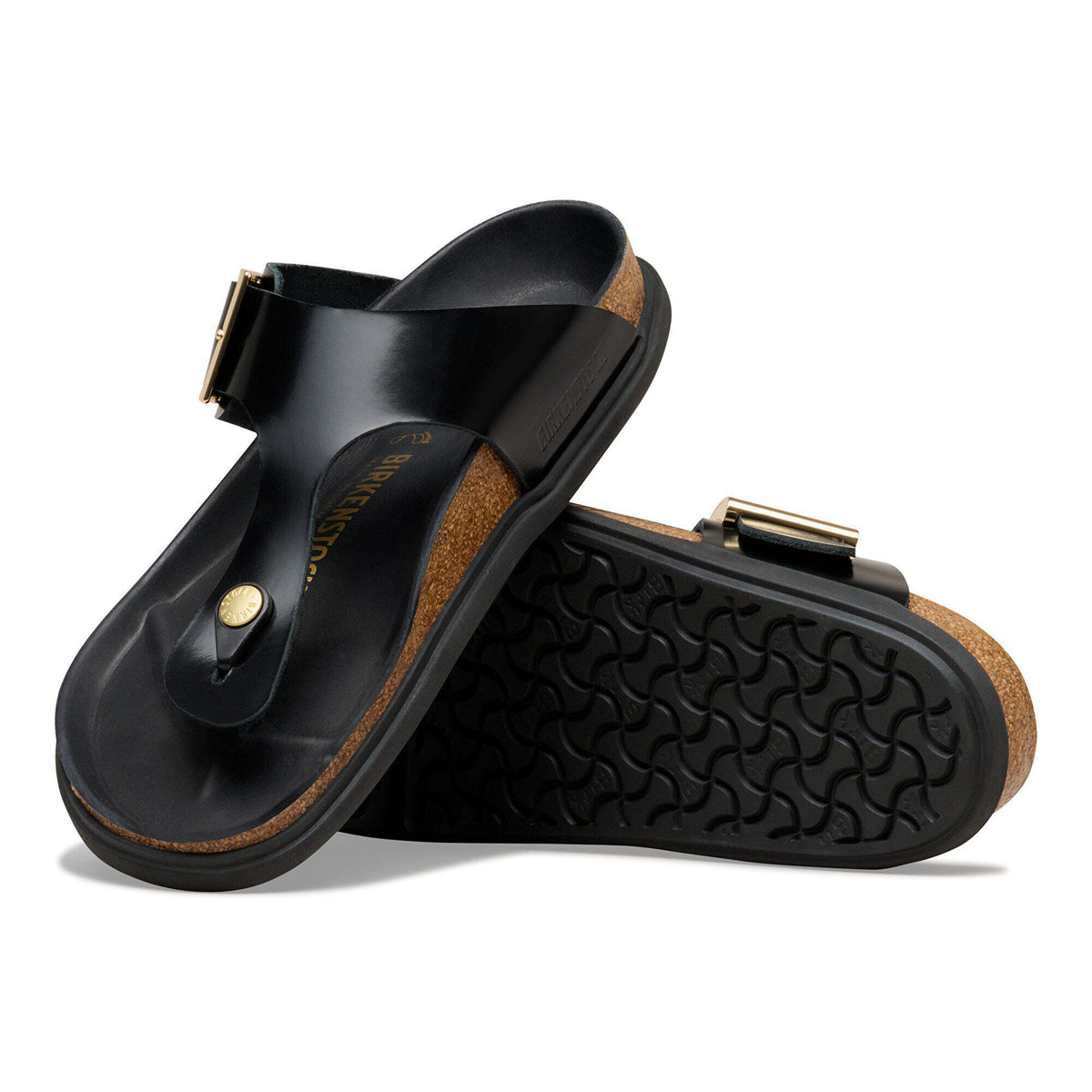 Gizeh Droplet Buckle Natural Leather Patent in Color High Shine Black | Birkenstock