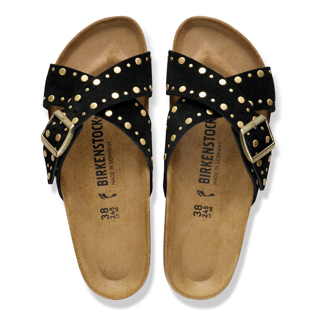 Siena Rivet Suede Leather in Color Black | Birkenstock