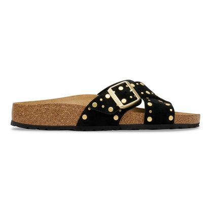 Siena Rivet Suede Leather in Color Black | Birkenstock