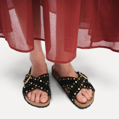 Siena Rivet Suede Leather in Color Black | Birkenstock