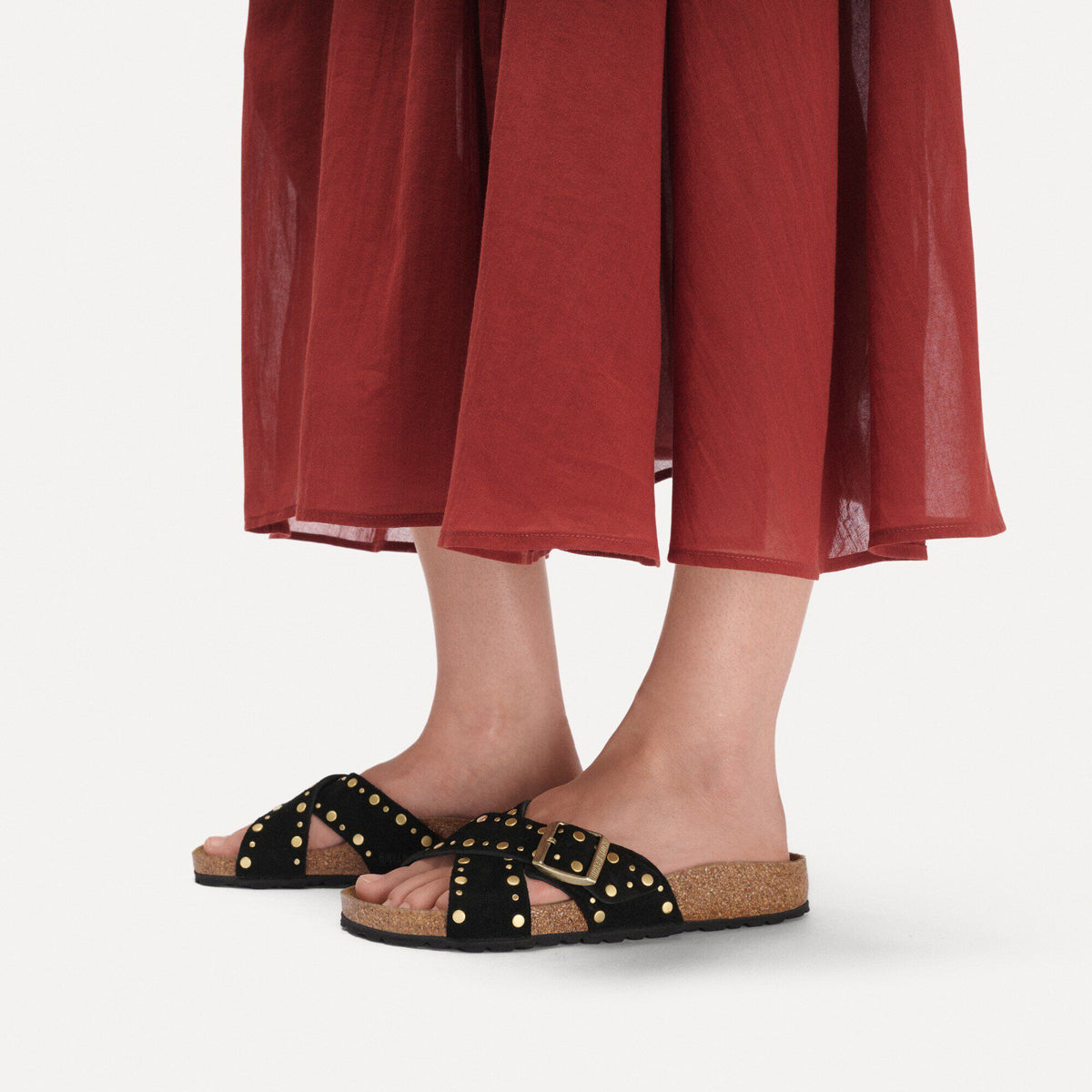 Siena Rivet Suede Leather in Color Black | Birkenstock