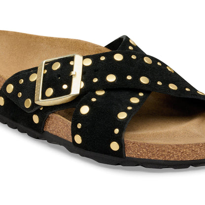 Siena Rivet Suede Leather in Color Black | Birkenstock