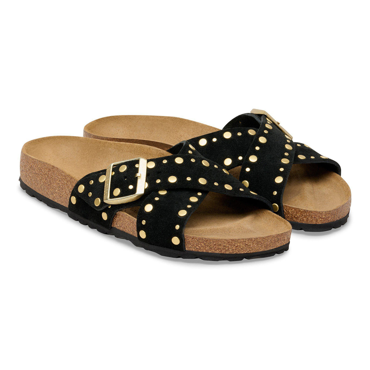Siena Rivet Suede Leather in Color Black | Birkenstock