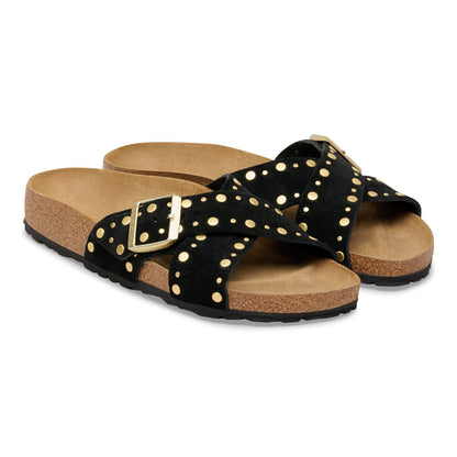 Siena Rivet Suede Leather in Color Black | Birkenstock