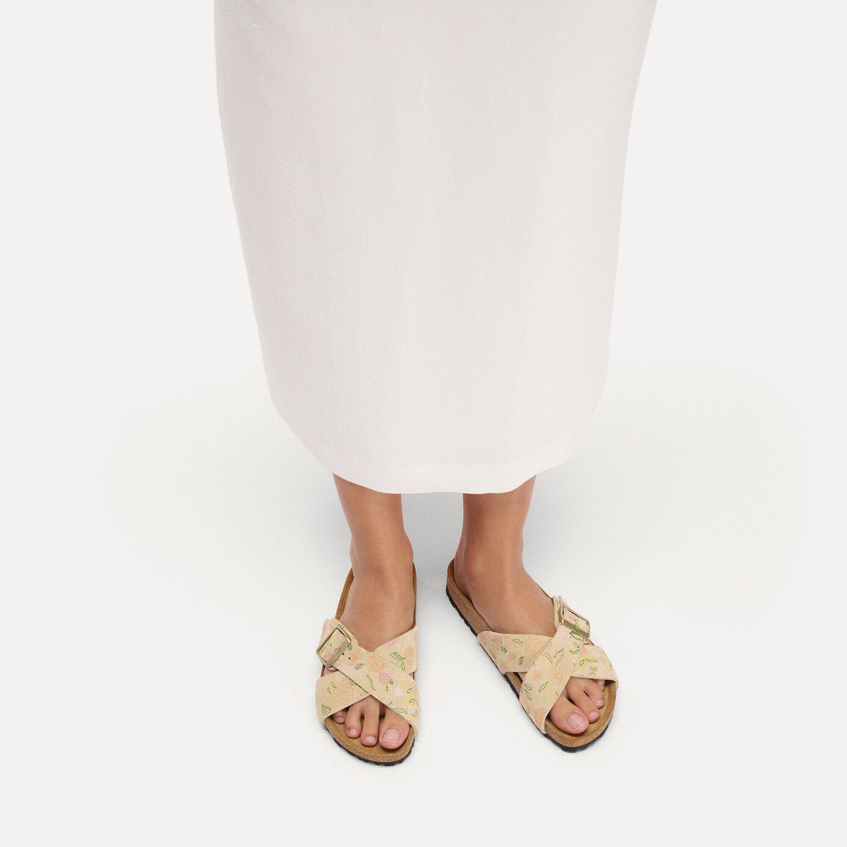 Siena Suede Leather in Color Sandcastle Flower Print | Birkenstock
