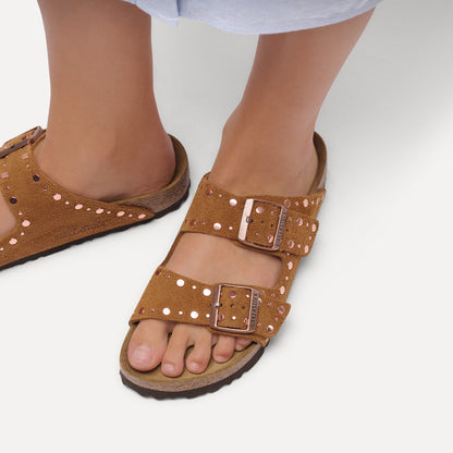 Arizona Rivets Suede Leather in Color Mink | Birkenstock