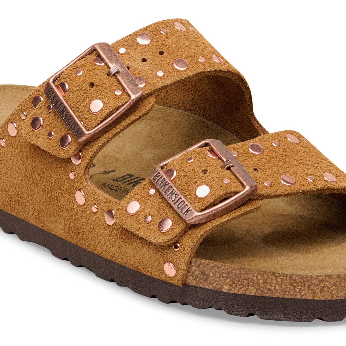 Arizona Rivets Suede Leather in Color Mink | Birkenstock