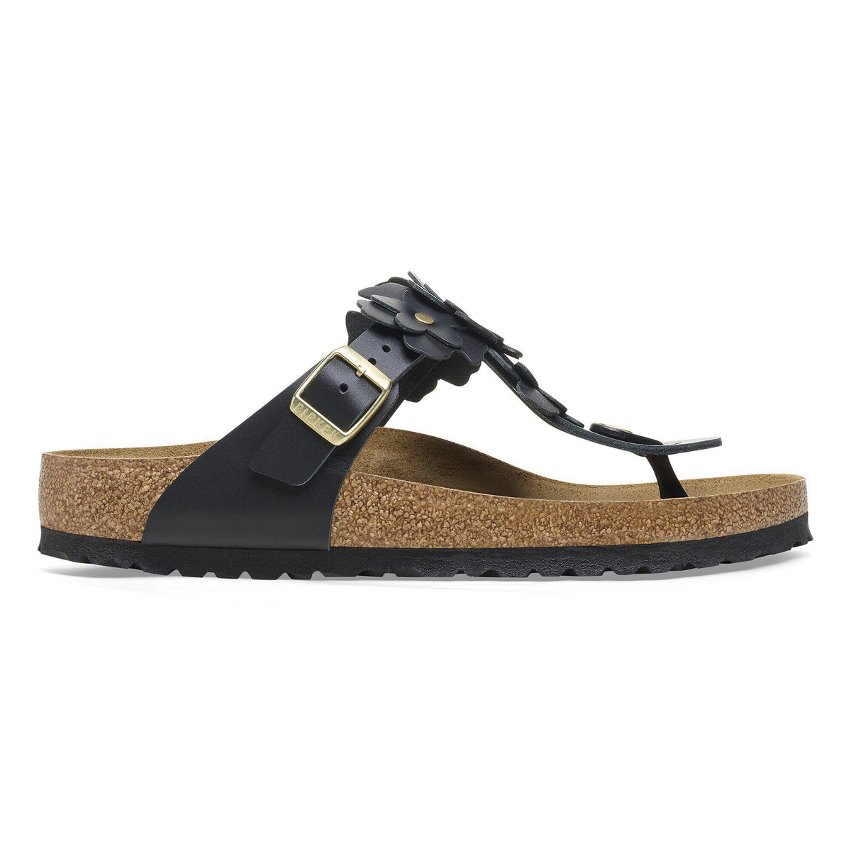 Gizeh Flowers Leather in Color Black | Birkenstock