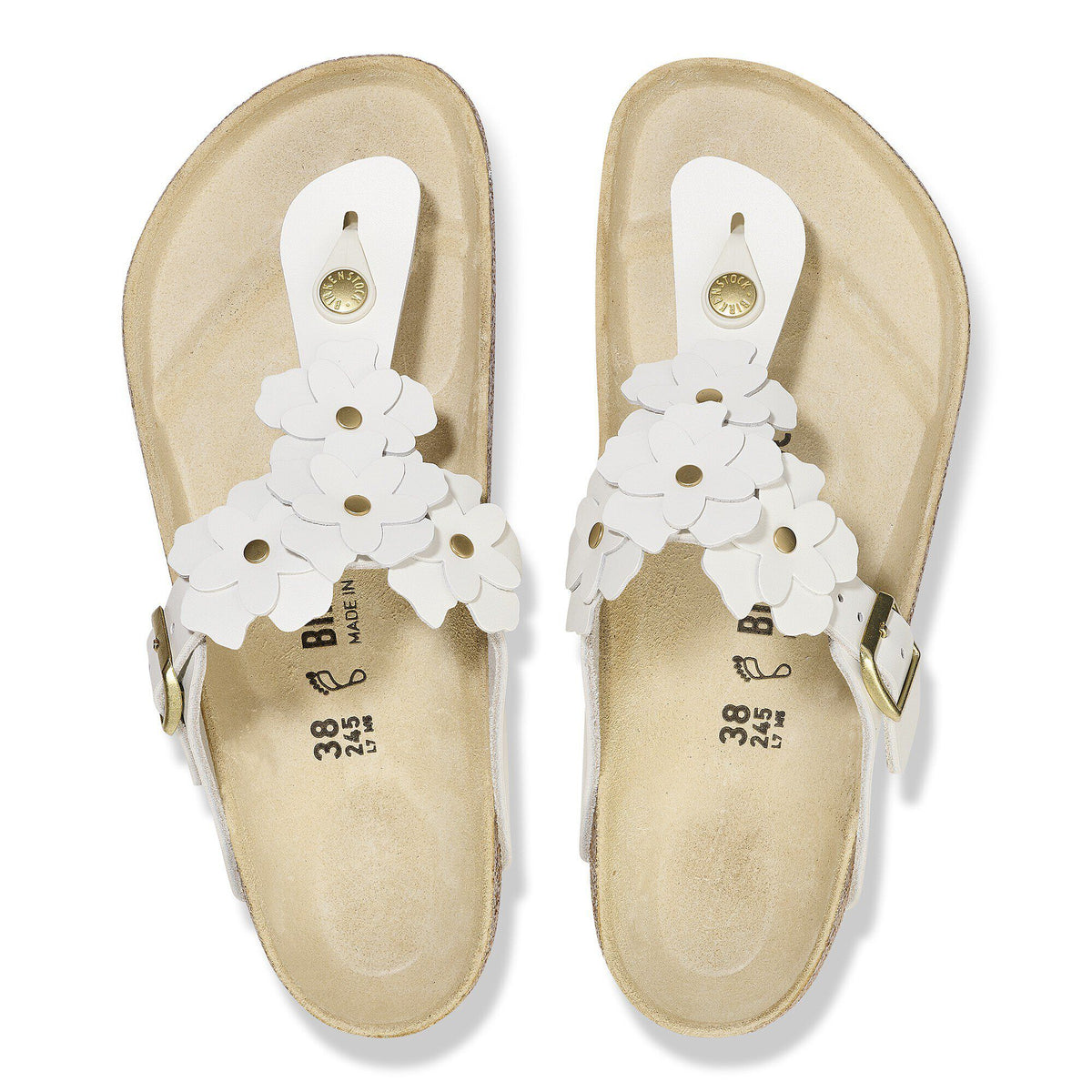 Gizeh Flowers Leather in Color White | Birkenstock