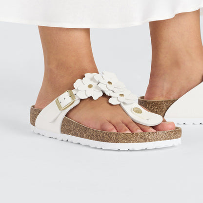 Gizeh Flowers Leather in Color White | Birkenstock