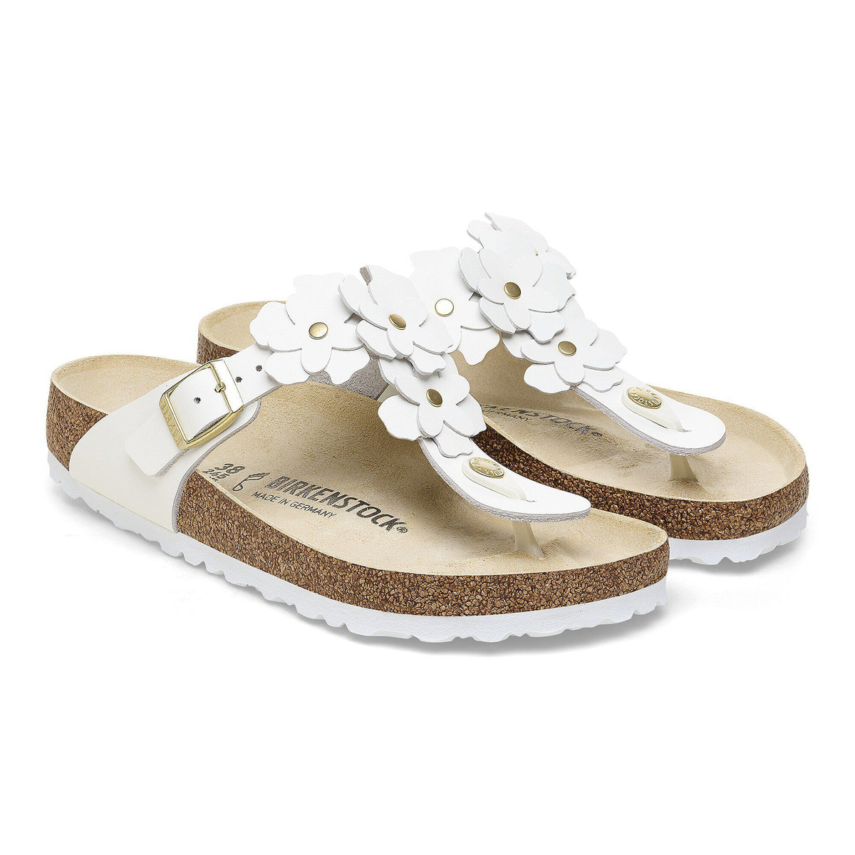 Gizeh Flowers Leather in Color White | Birkenstock