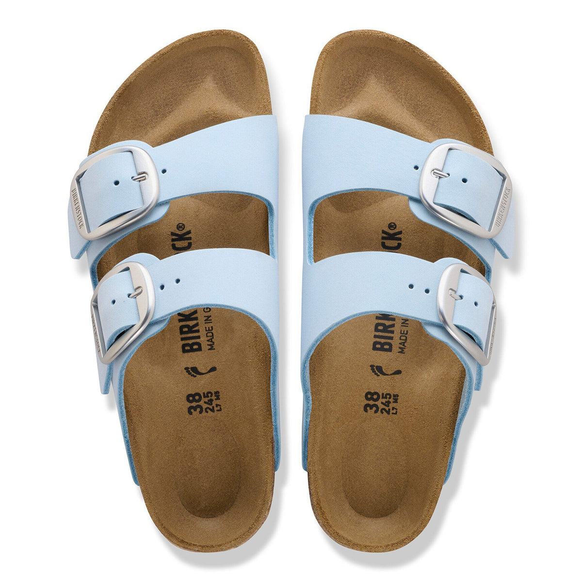 Arizona Big Buckle Nubuck Leather in Color Baby Blue | Birkenstock