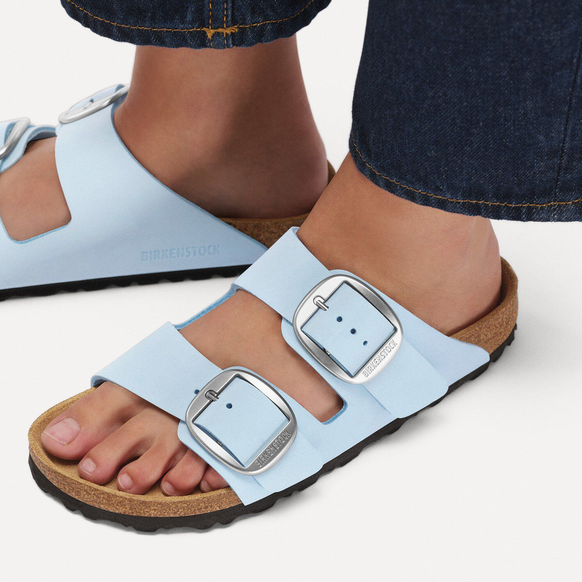 Arizona Big Buckle Nubuck Leather in Color Baby Blue | Birkenstock