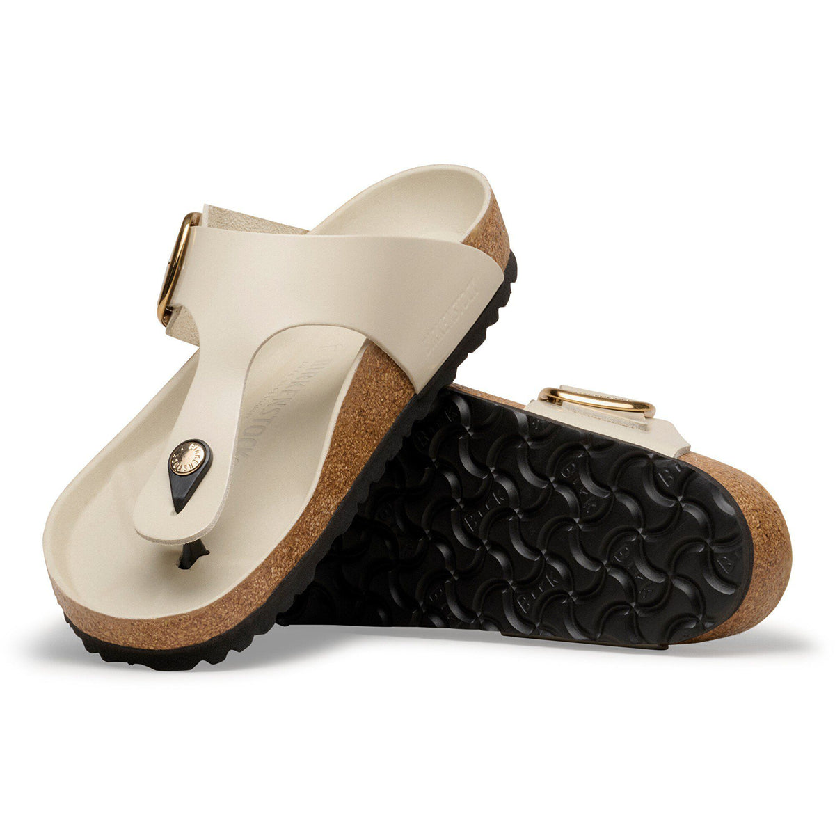 Gizeh Big Buckle Natural Leather Patent in Color High-Shine Oyster | Birkenstock