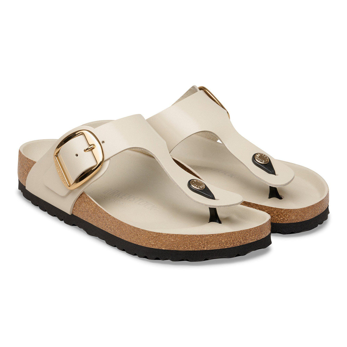 Gizeh Big Buckle Natural Leather Patent in Color High-Shine Oyster | Birkenstock