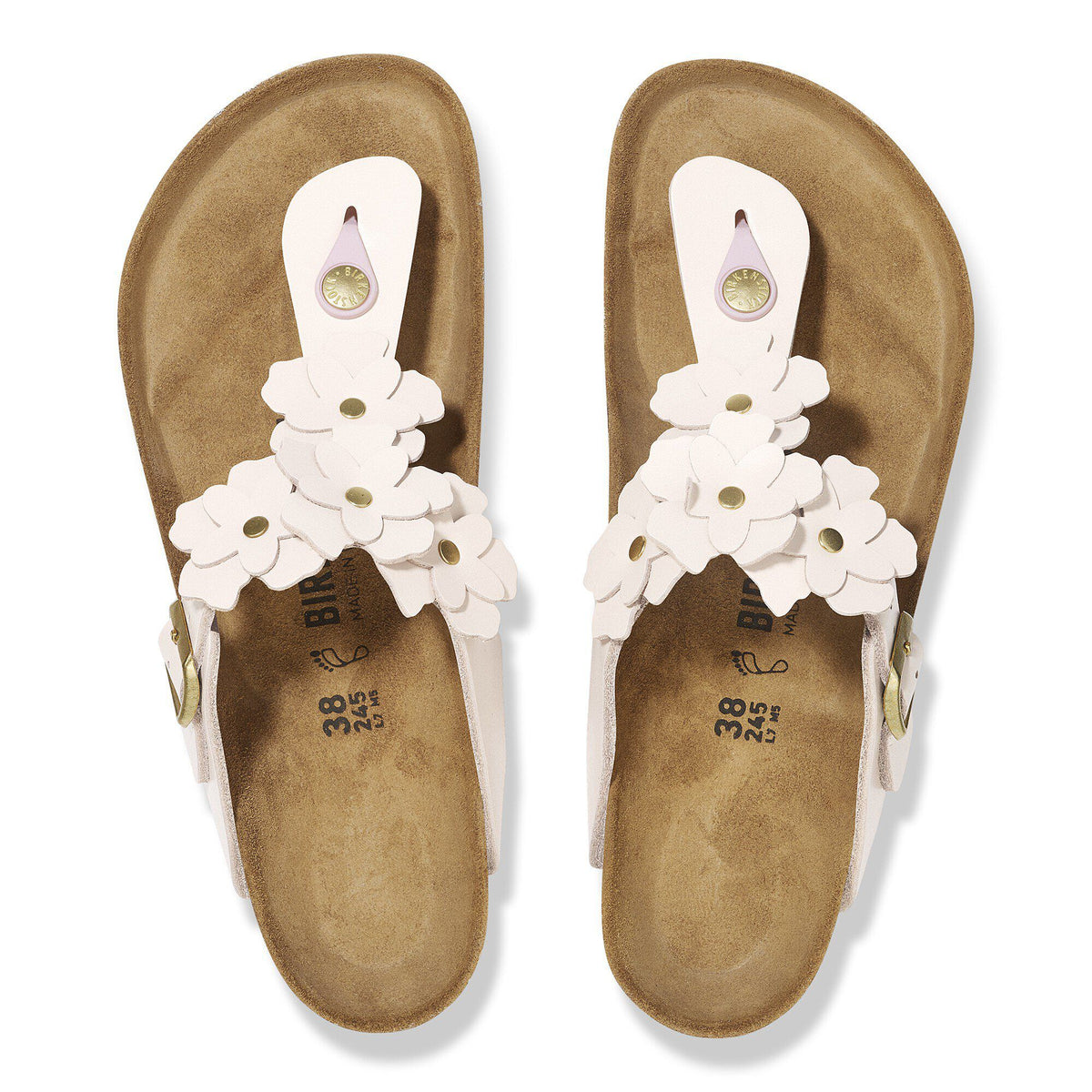 Gizeh Flowers Leather in Color Light Rose | Birkenstock