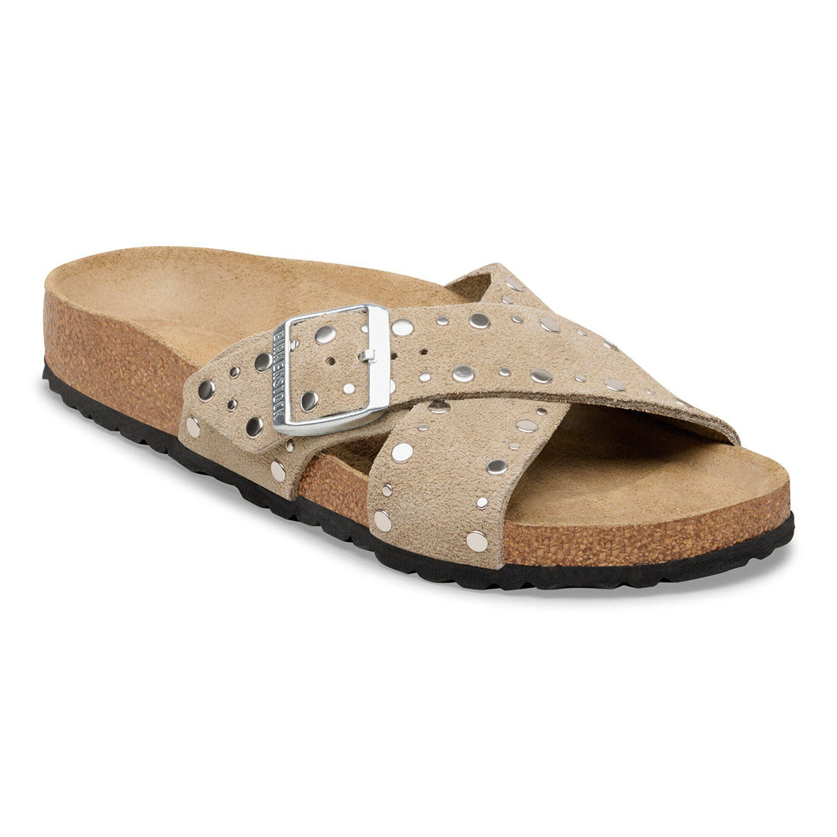 Siena Rivet Suede Leather in Color Taupe | Birkenstock