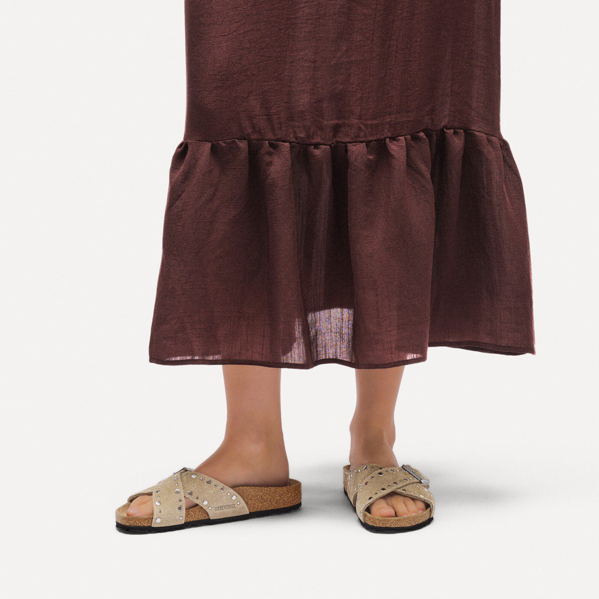 Siena Rivet Suede Leather in Color Taupe | Birkenstock