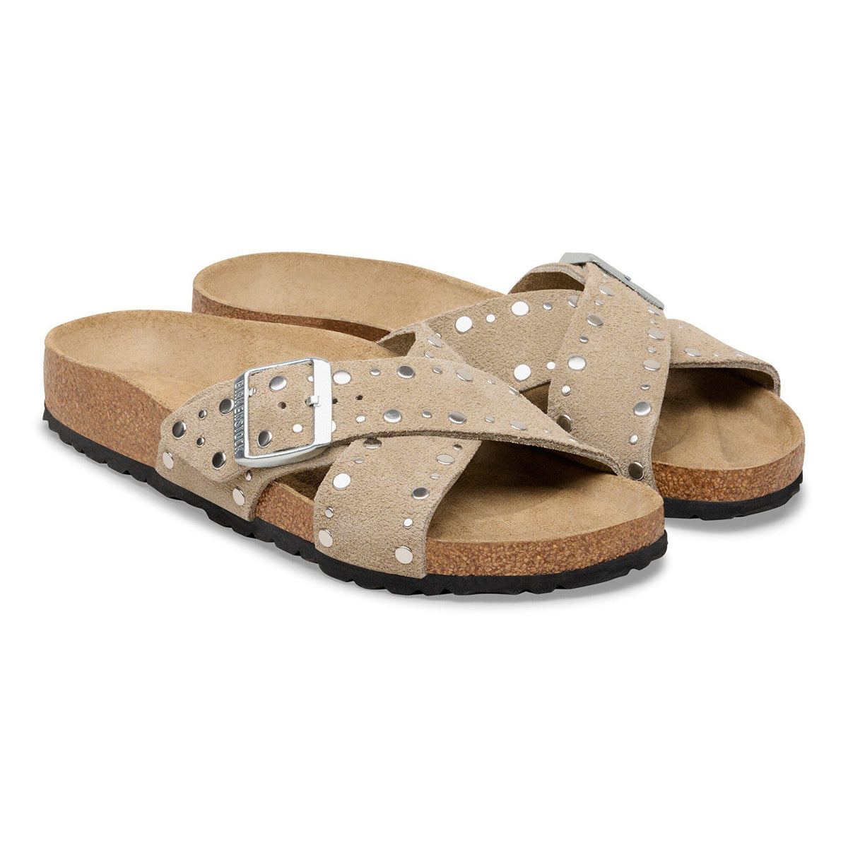 Siena Rivet Suede Leather in Color Taupe | Birkenstock
