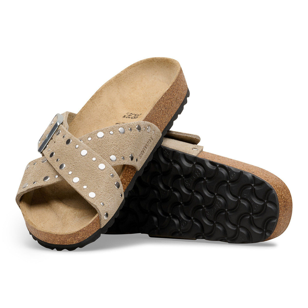 Siena Rivet Suede Leather in Color Taupe | Birkenstock