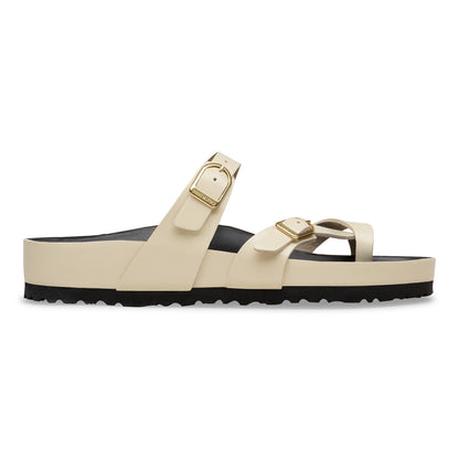 Mayari Natural Leather Patent in Color High-Shine Ecru/Black | Birkenstock