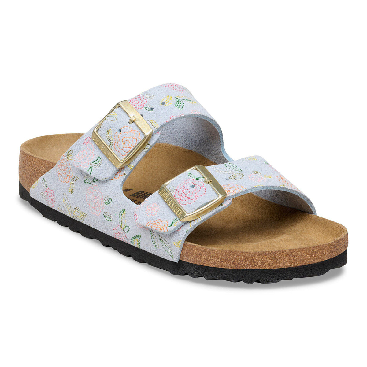 Arizona Suede Leather in Color Baby Blue Flower Print | Birkenstock