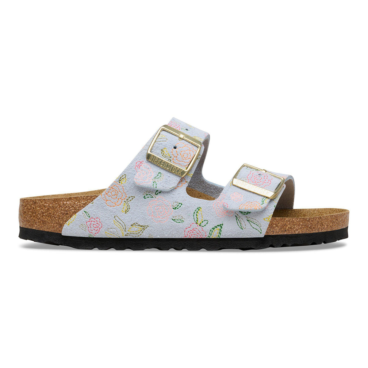 Arizona Suede Leather in Color Baby Blue Flower Print | Birkenstock