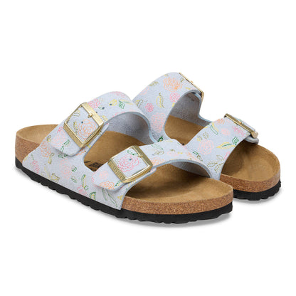 Arizona Suede Leather in Color Baby Blue Flower Print | Birkenstock